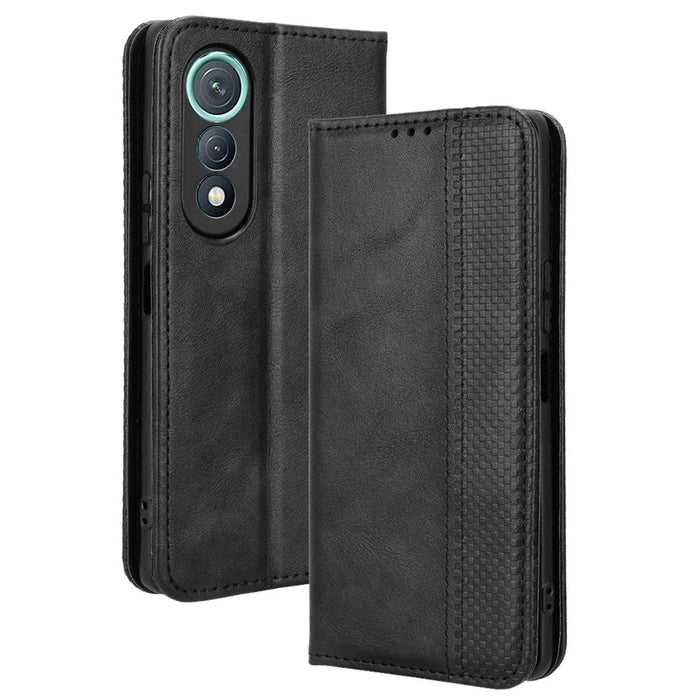 For TECNO Pova Curve 5G LJ8k Leather Case Wallet Stand Retro Texture Phone Cover - Black - 1