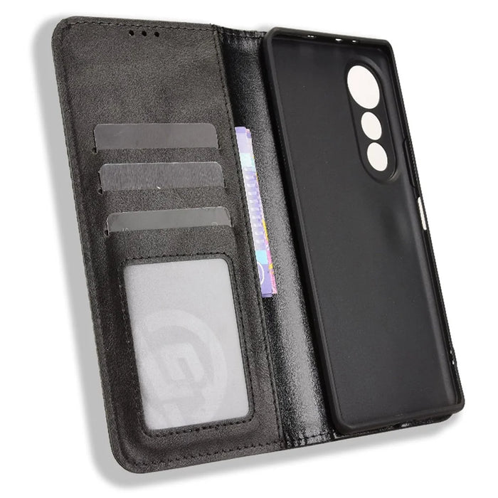 For TECNO Pova Curve 5G LJ8k Leather Case Wallet Stand Retro Texture Phone Cover - Black - 2