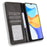 For Blackview Shark 6 / Oscal Tiger 8 Leather Case Wallet Stand Retro Texture Phone Cover - Black - 3