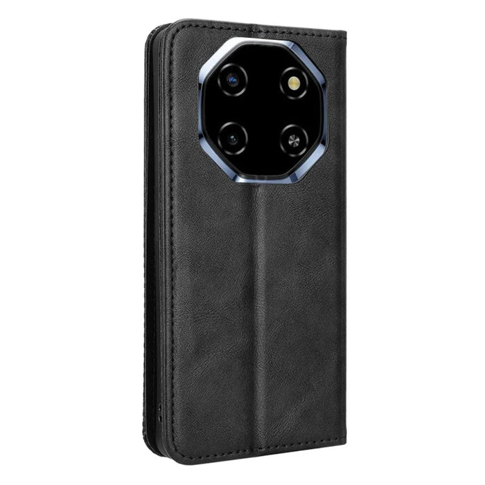 For Blackview Shark 6 / Oscal Tiger 8 Leather Case Wallet Stand Retro Texture Phone Cover - Black - 7