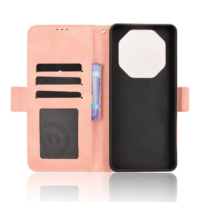For Blackview Shark 6 / Oscal Tiger 8 Leather Case Phone Wallet Cover with Multiple Card Slots - Pink - 2