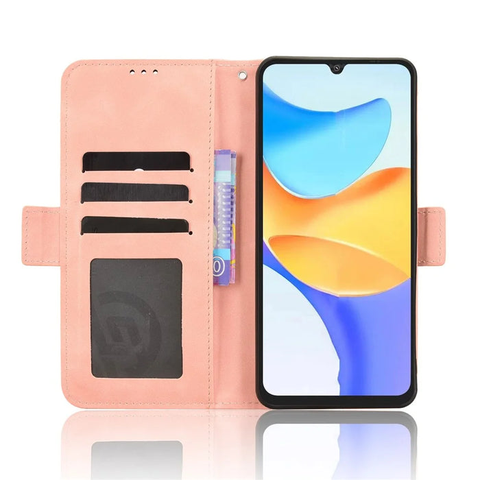 For Blackview Shark 6 / Oscal Tiger 8 Leather Case Phone Wallet Cover with Multiple Card Slots - Pink - 3