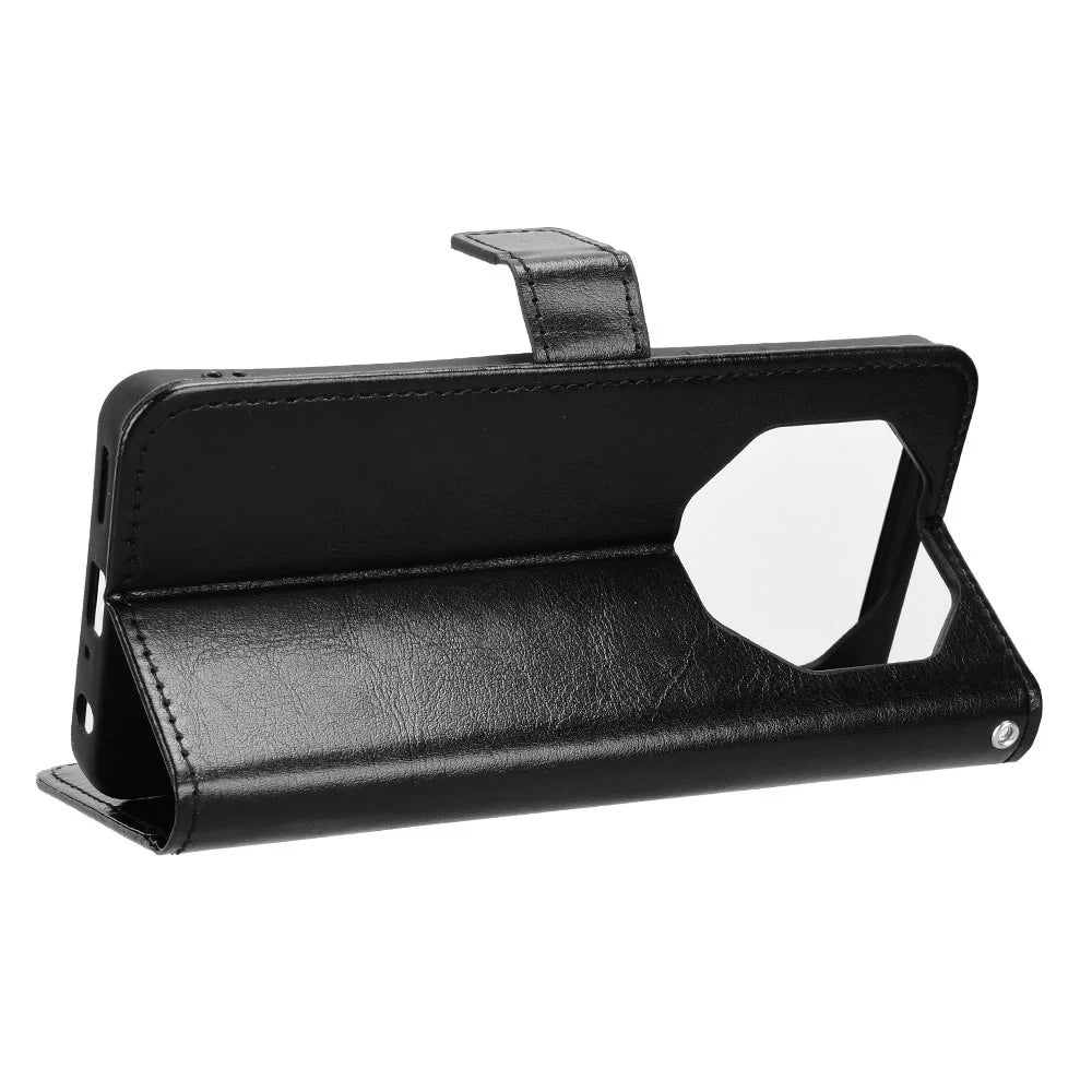 For Blackview Shark 6 / Oscal Tiger 8 PU Leather Case with Strap Crazy Horse Texture Phone Wallet Cover - Black - 4