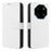For Blackview Shark 6 / Oscal Tiger 8 Leather Wallet Case with Strap Diamond Texture Phone Cover - White - 1
