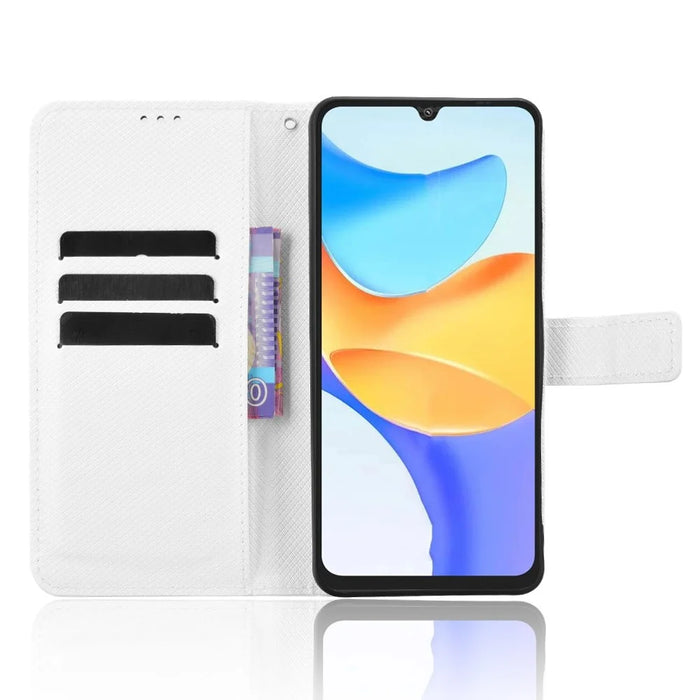 For Blackview Shark 6 / Oscal Tiger 8 Leather Wallet Case with Strap Diamond Texture Phone Cover - White - 3