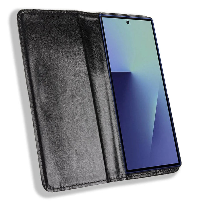 For Samsung Galaxy Z Fold7 5G Leather Case Wallet Stand Retro Texture Phone Cover - Black - 2