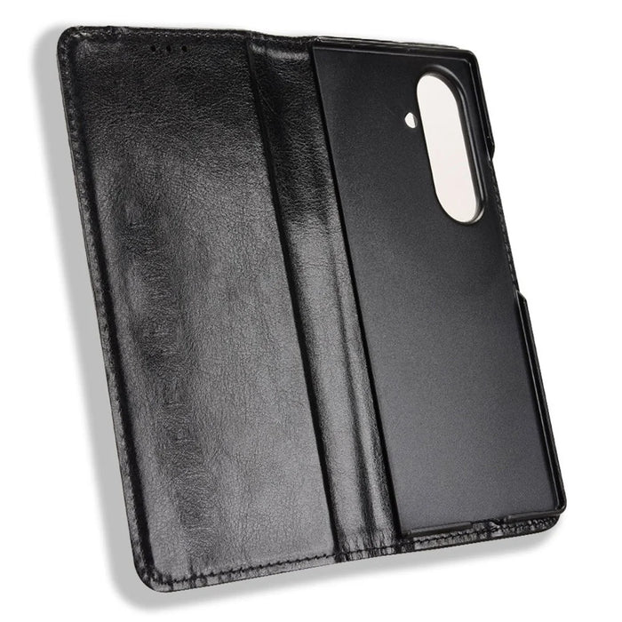 For Samsung Galaxy Z Fold7 5G Leather Case Wallet Stand Retro Texture Phone Cover - Black - 4