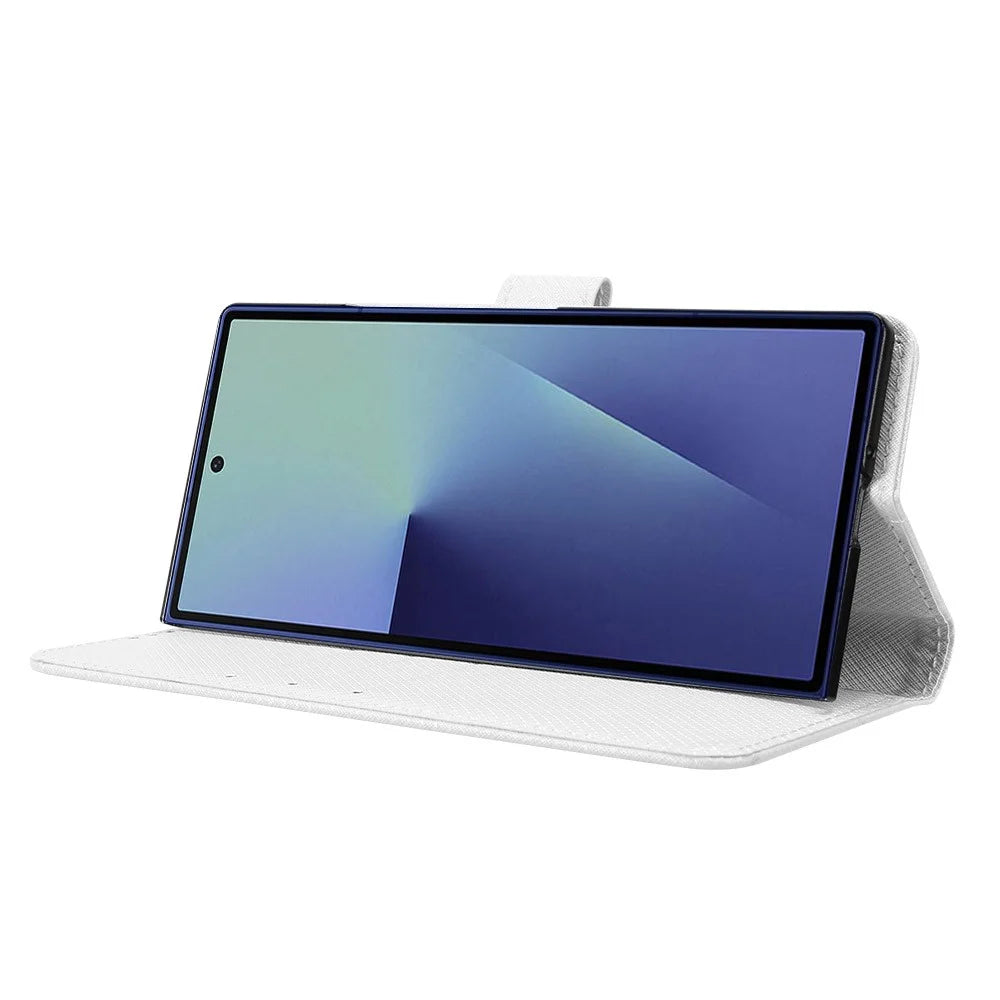 For Samsung Galaxy Z Fold7 5G Leather Wallet Case with Strap Diamond Texture Phone Cover - White - 4