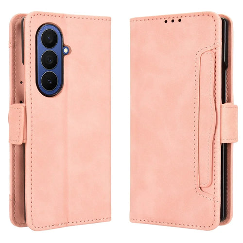For Samsung Galaxy Z Fold7 5G Leather Case Phone Wallet Cover with Multiple Card Slots - Pink - 1