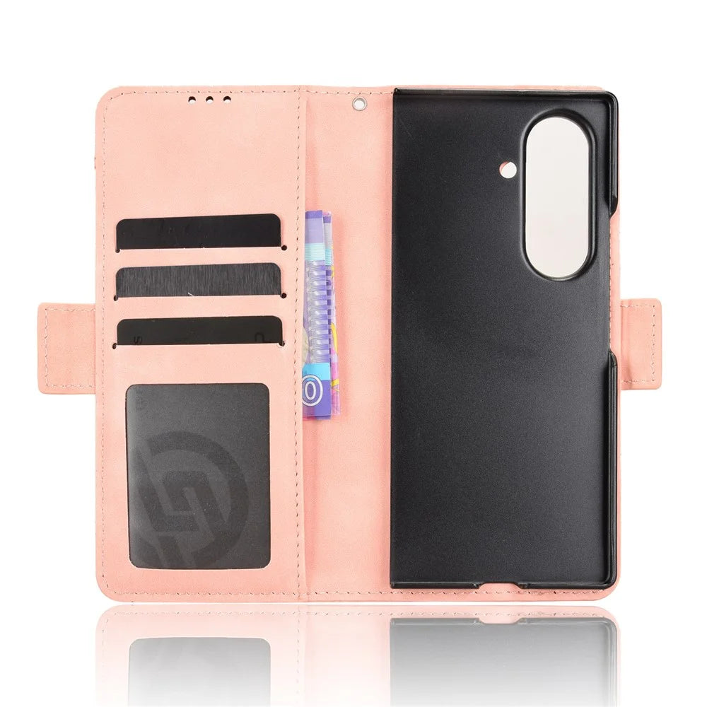 For Samsung Galaxy Z Fold7 5G Leather Case Phone Wallet Cover with Multiple Card Slots - Pink - 2