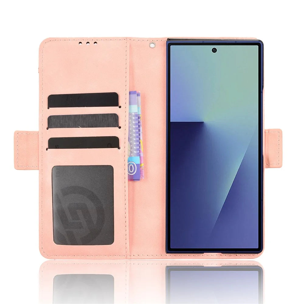 For Samsung Galaxy Z Fold7 5G Leather Case Phone Wallet Cover with Multiple Card Slots - Pink - 3