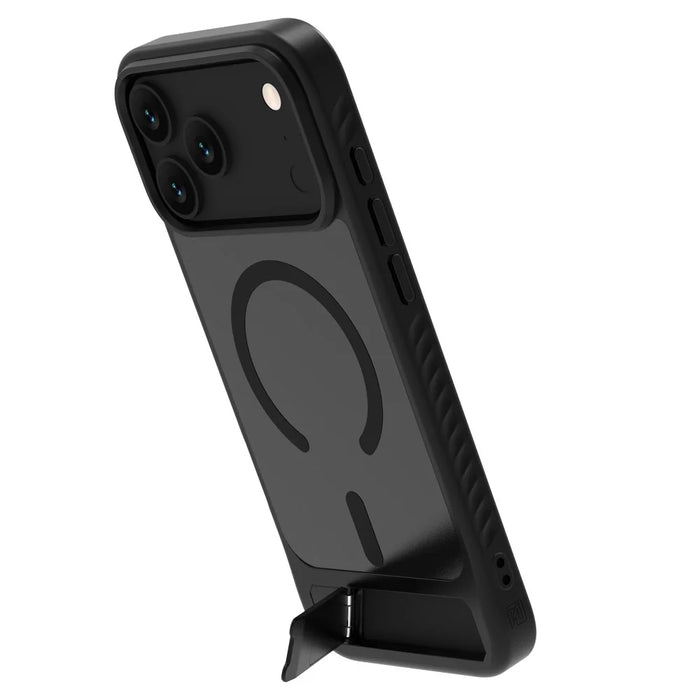 LEREACH Le-Chic Series for iPhone 17 Pro Max Case TPU + PC Kickstand Phone Cover Compatible with MagSafe - Black - 3