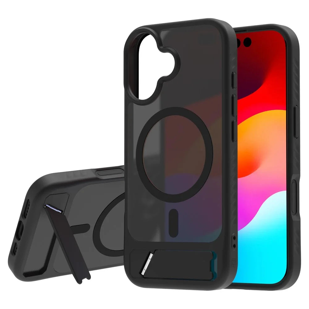 LEREACH Le-Chic Series for iPhone 17 Case TPU + PC Kickstand Phone Cover Compatible with MagSafe - Black - 1