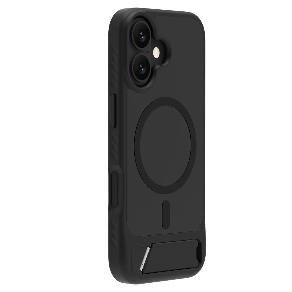 LEREACH Le-Chic Series for iPhone 17 Case TPU + PC Kickstand Phone Cover Compatible with MagSafe - Black - 3