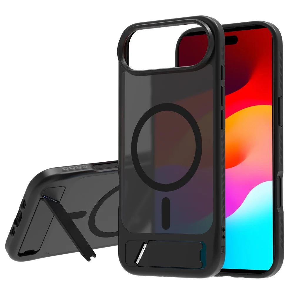 LEREACH Le-Chic Series for iPhone Air Case TPU + PC Kickstand Phone Cover Compatible with MagSafe - Black - 1