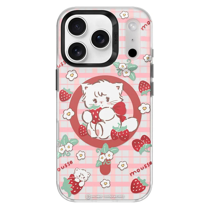 BENKS D1 for iPhone 17 Pro Cartoon Animal TPU TPE PC Phone Cover Compatible with MagSafe - Strawberry Cupcake - 1