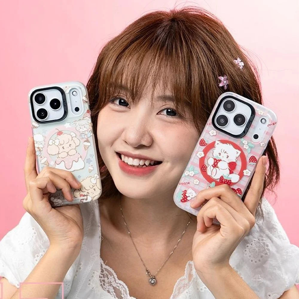 BENKS D1 for iPhone 17 Pro Cartoon Animal TPU TPE PC Phone Cover Compatible with MagSafe - Strawberry Cupcake - 7