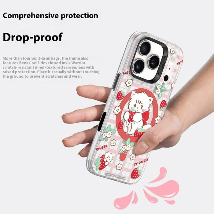 BENKS D1 for iPhone 17 Pro Max Cartoon Animal TPU TPE PC Phone Cover Compatible with MagSafe - Strawberry Cupcake - 5