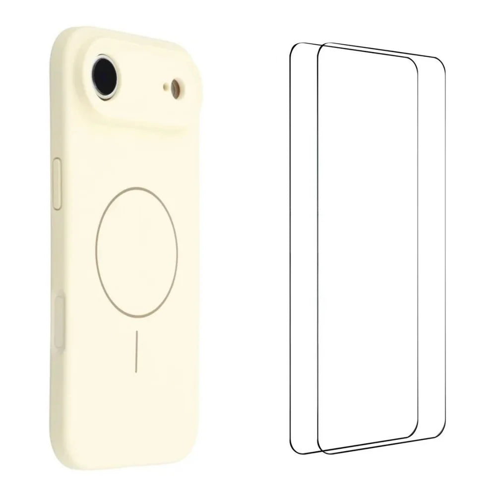 WANLONFENG For iPhone Air Case with 2pcs Screen Films  XQ1 Series TPU Liquid Silicone Precise Cutout Phone Cover Compatible with MagSafe - White - 1