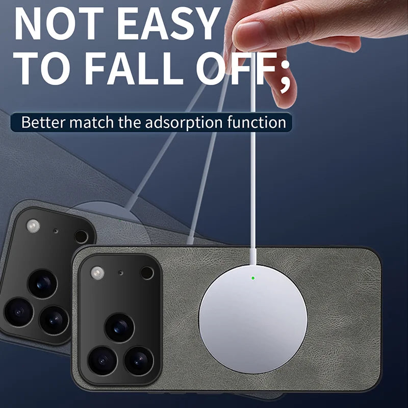 WANLONFENG For iPhone 17 Pro Max Magnetic Case  SD Series PC TPU Phone Cover with 2Pcs Screen Film - Grey - 3