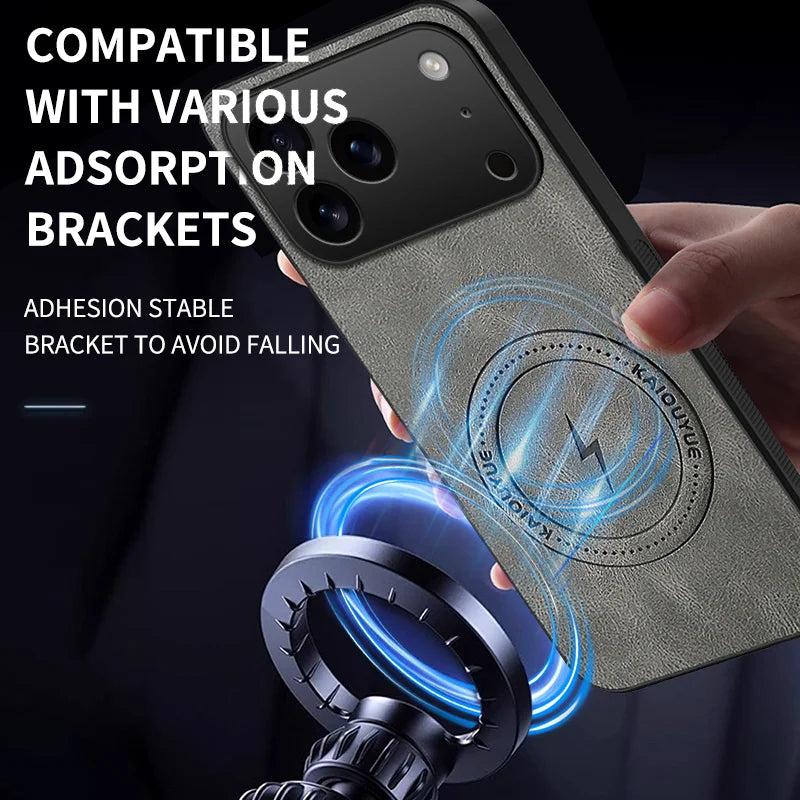 WANLONFENG For iPhone 17 Pro Max Magnetic Case  SD Series PC TPU Phone Cover with 2Pcs Screen Film - Grey - 6