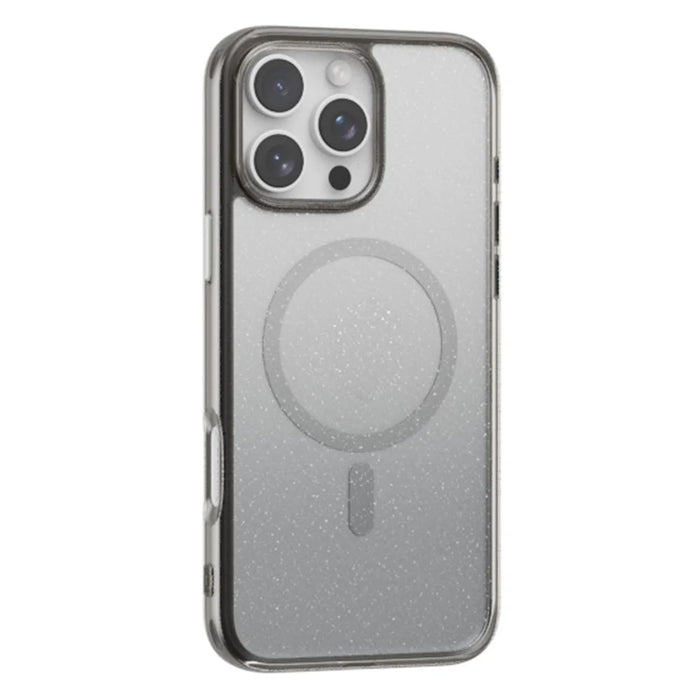 For iPhone 16 Pro Case Compatible with MagSafe Sparkling Glitter PC + TPU Phone Cover - Transparent Black - 3