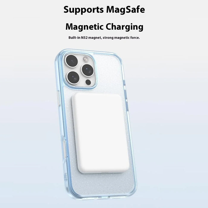 For iPhone 16 Pro Case Compatible with MagSafe Sparkling Glitter PC + TPU Phone Cover - Transparent Black - 6