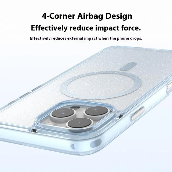 For iPhone 16 Pro Case Compatible with MagSafe Sparkling Glitter PC + TPU Phone Cover - Transparent Black - 7