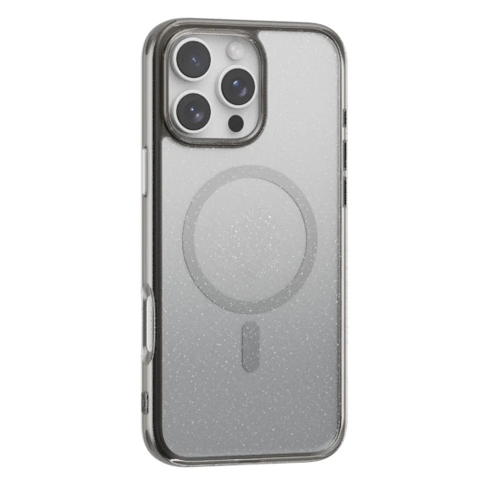 For iPhone 16 Pro Max Case Compatible with MagSafe Sparkling Glitter PC + TPU Phone Cover - Transparent Black - 3