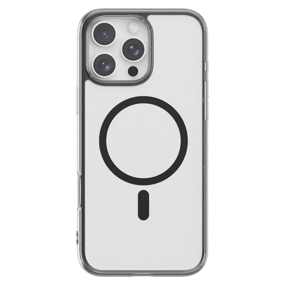 For iPhone 16 Pro Magnetic Case High Transparency PC + TPU Phone Back Cover - Transparent Black - 1