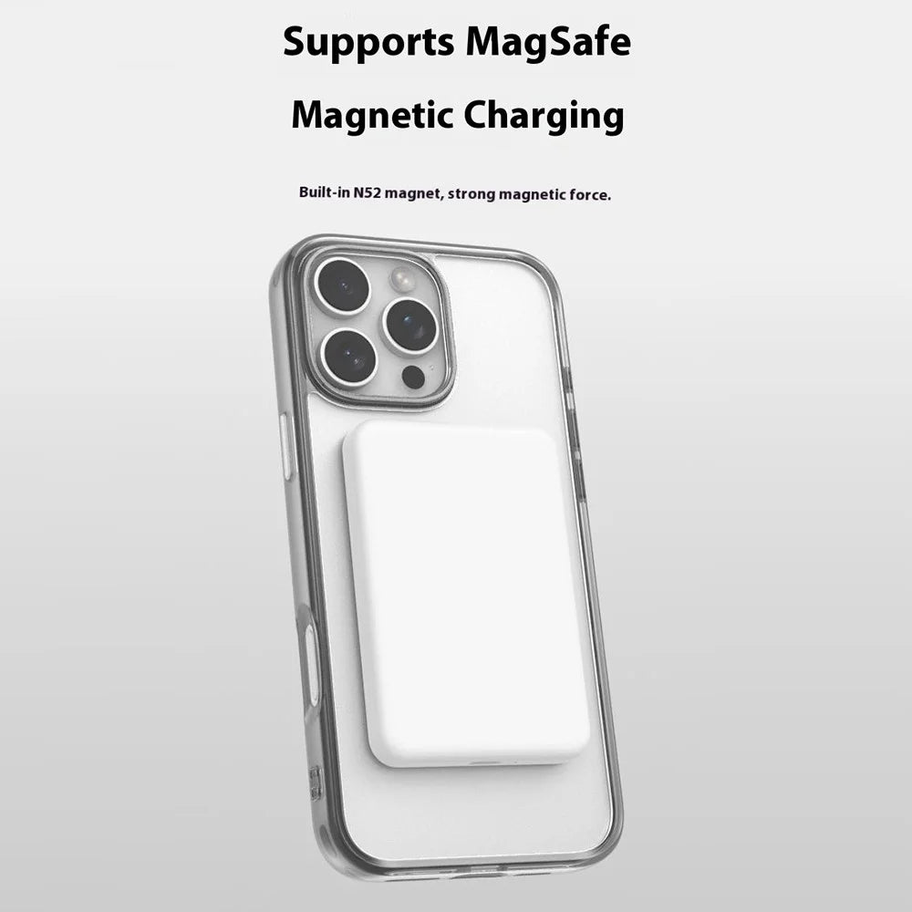 For iPhone 16 Pro Max Magnetic Case High Transparency PC + TPU Phone Back Cover - Transparent Black - 6