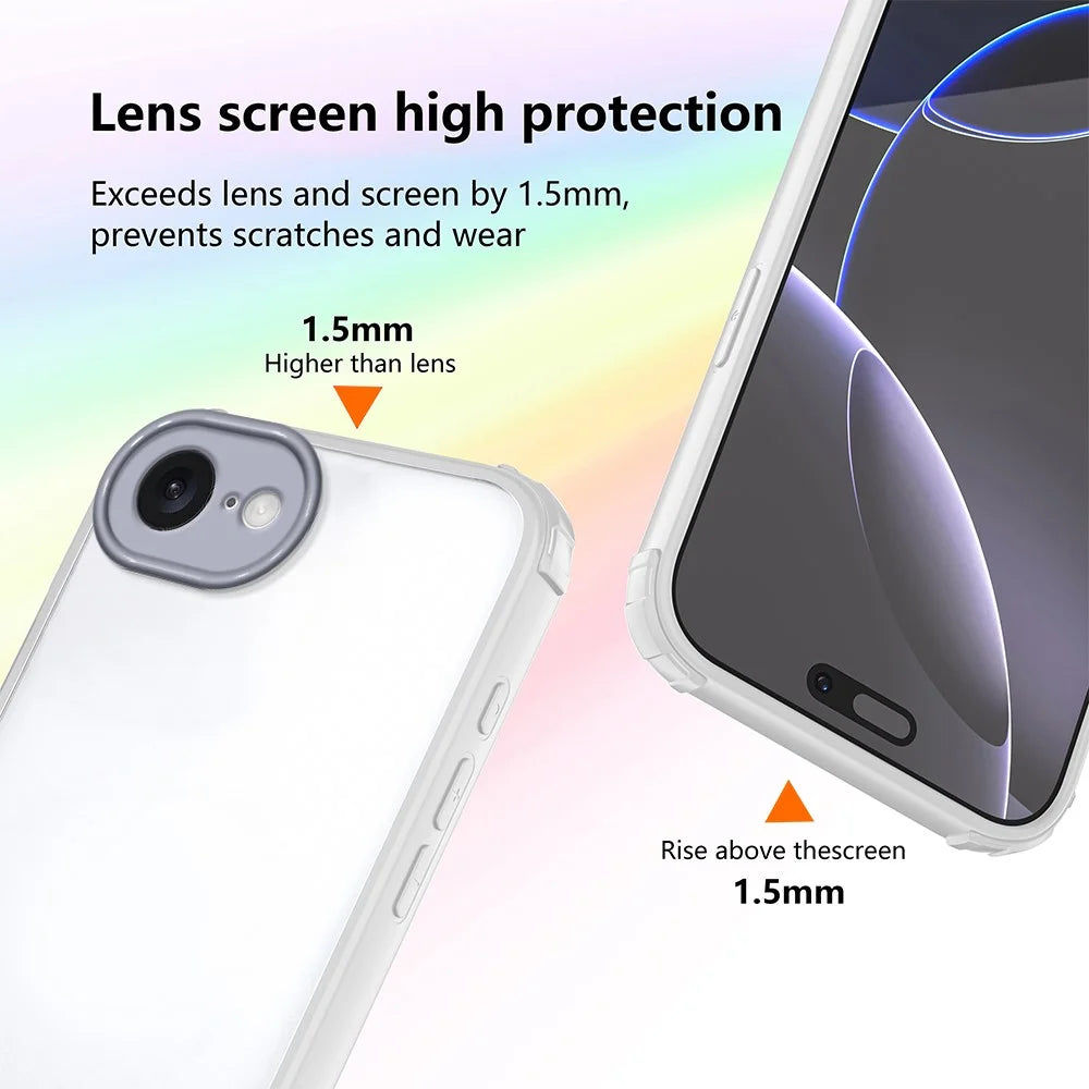 For iPhone 17e / 16e Case Reinforced Corner Shockproof TPU + Acrylic Phone Cover - White - 4