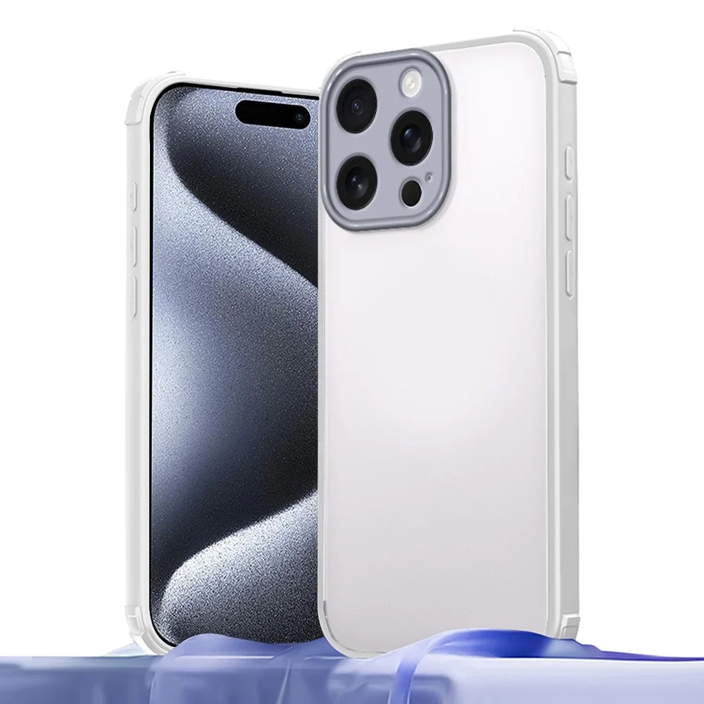 For iPhone 15 Pro Max Case Reinforced Corner Shockproof TPU + Acrylic Phone Cover - White - 1
