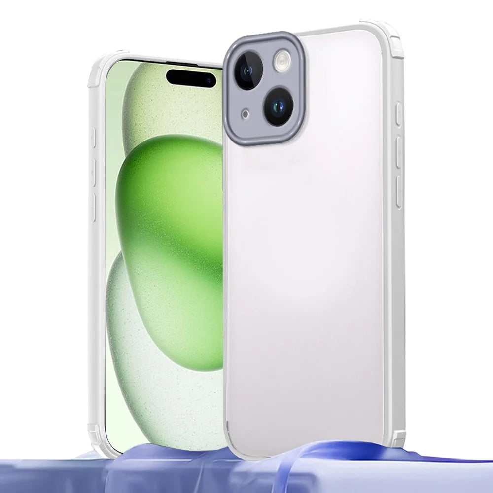 For iPhone 15 Case Reinforced Corner Shockproof TPU + Acrylic Phone Cover - White - 1