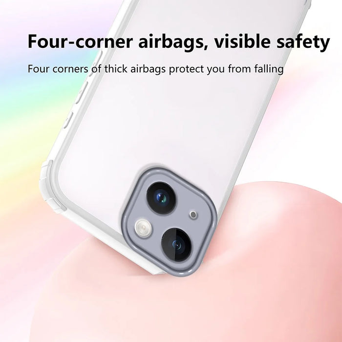 For iPhone 15 Case Reinforced Corner Shockproof TPU + Acrylic Phone Cover - White - 5