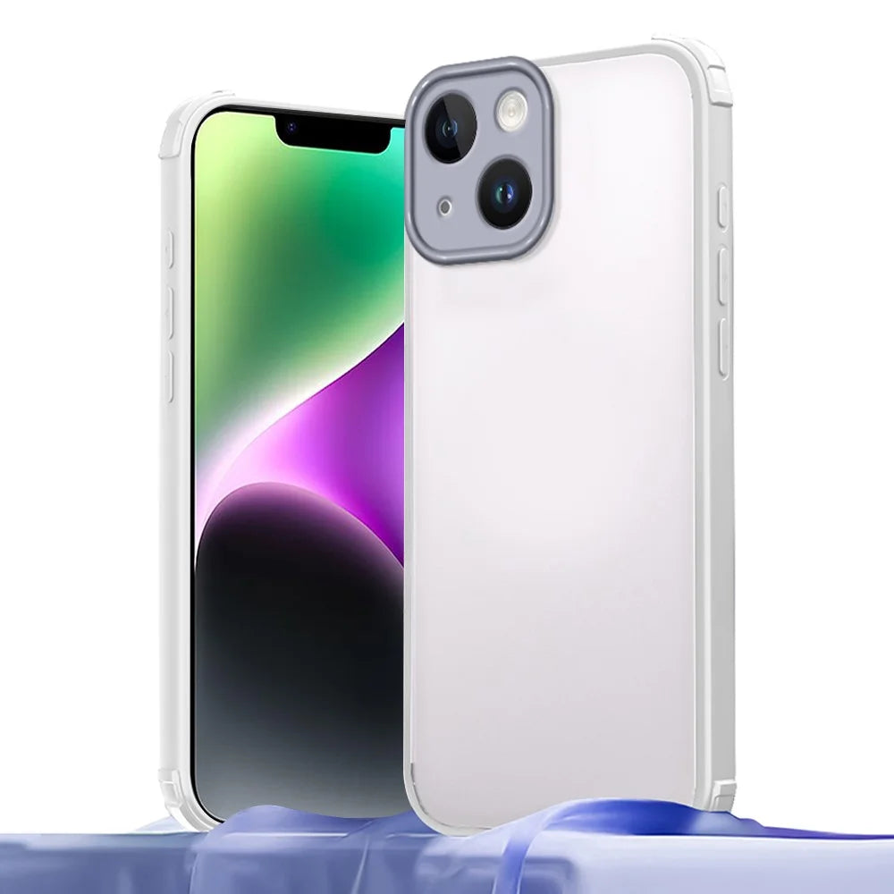 For iPhone 14 Case Reinforced Corner Shockproof TPU + Acrylic Phone Cover - White - 1