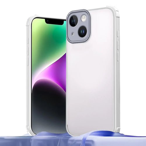 For iPhone 14 Case Reinforced Corner Shockproof TPU + Acrylic Phone Cover - White - 1