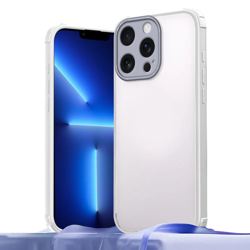 For iPhone 13 Pro Case Reinforced Corner Shockproof TPU + Acrylic Phone Cover - White - 1
