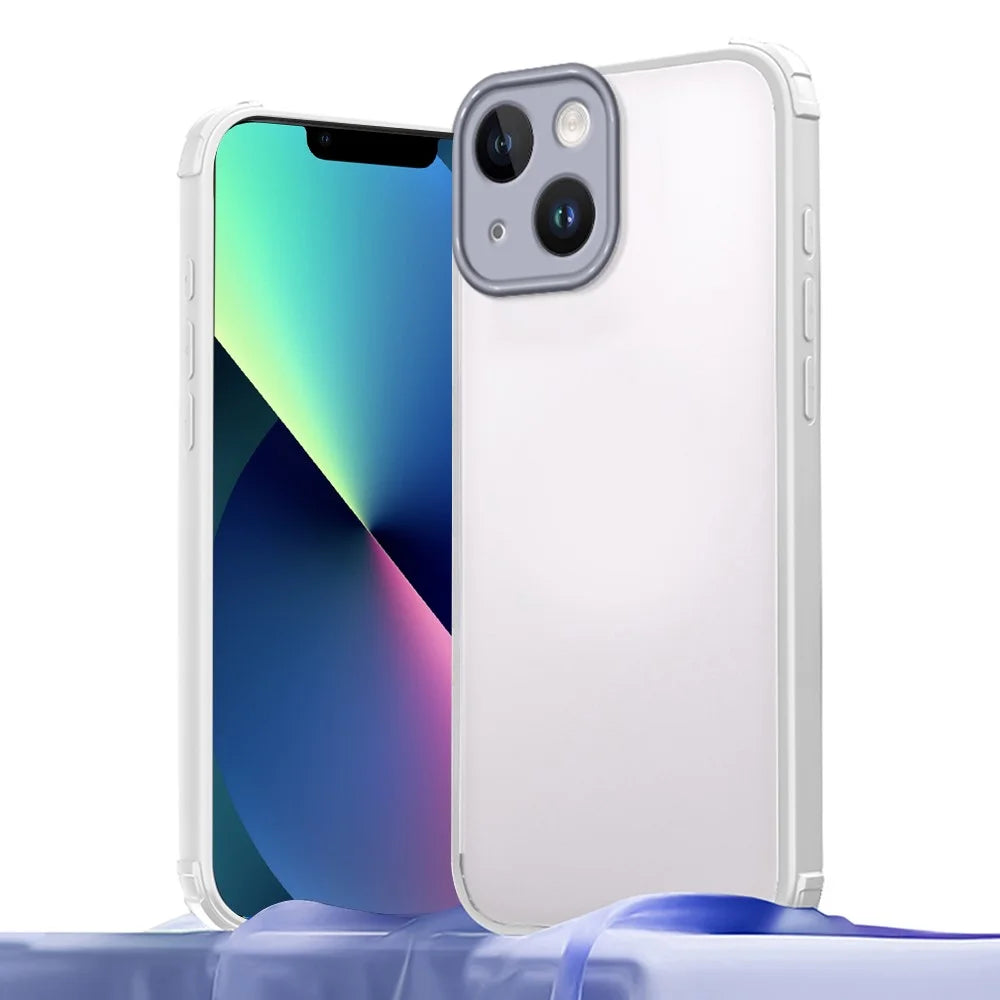 For iPhone 13 Case Reinforced Corner Shockproof TPU + Acrylic Phone Cover - White - 1