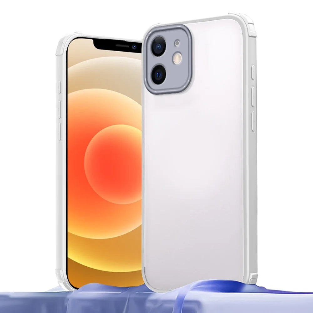 For iPhone 12 Case Reinforced Corner Shockproof TPU + Acrylic Phone Cover - White - 1