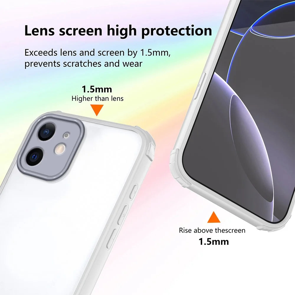 For iPhone 12 Case Reinforced Corner Shockproof TPU + Acrylic Phone Cover - White - 4