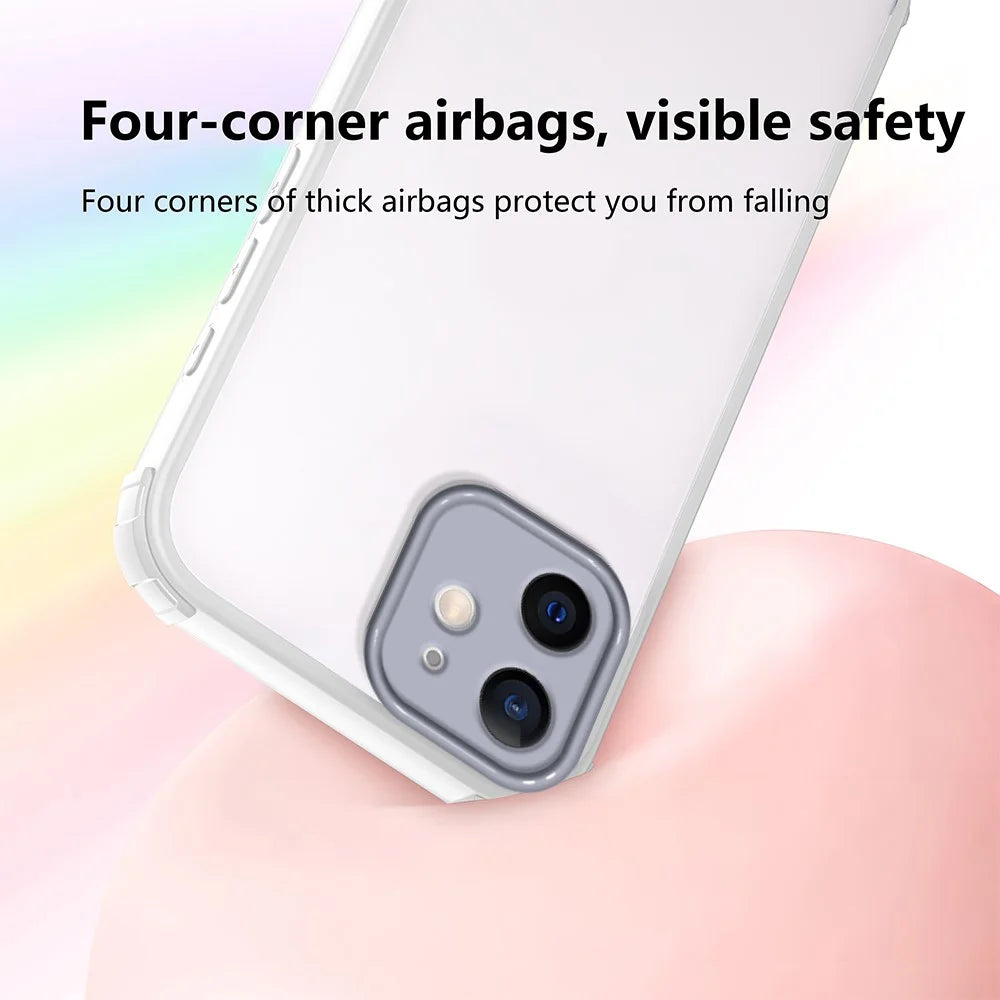 For iPhone 12 Case Reinforced Corner Shockproof TPU + Acrylic Phone Cover - White - 5