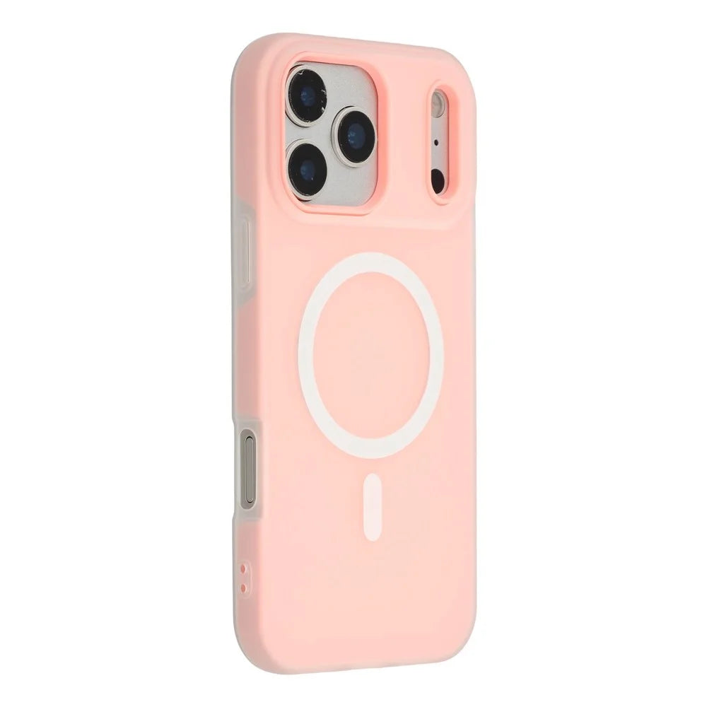 For iPhone 17 Pro Max Case Compatible with MagSafe PC + TPU Frosted Phone Cover - Pink - 1