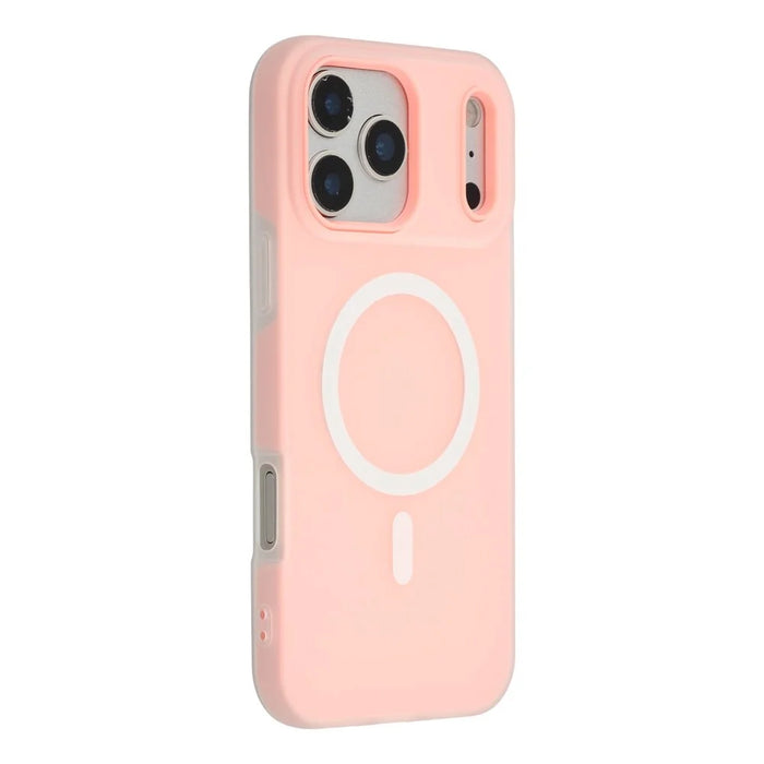 For iPhone 17 Pro Max Case Compatible with MagSafe PC + TPU Frosted Phone Cover - Pink - 1