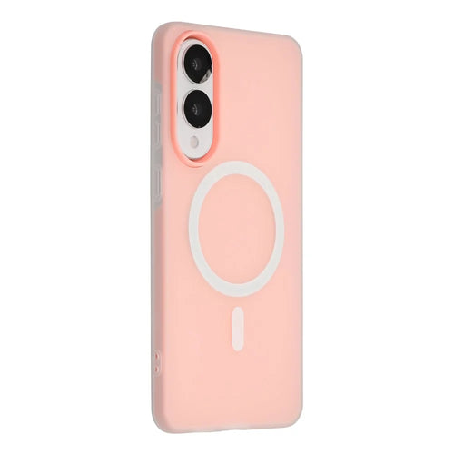 For Samsung Galaxy S25 Edge Magnetic Case PC + TPU Frosted Phone Cover - Pink - 1