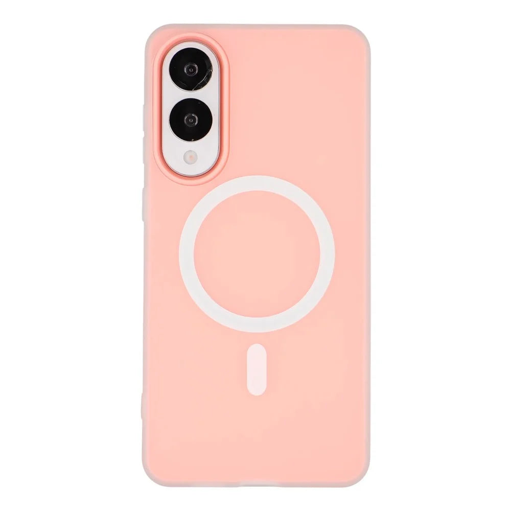 For Samsung Galaxy S25 Edge Magnetic Case PC + TPU Frosted Phone Cover - Pink - 3