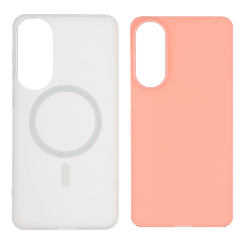For Samsung Galaxy S25 Edge Magnetic Case PC + TPU Frosted Phone Cover - Pink - 4