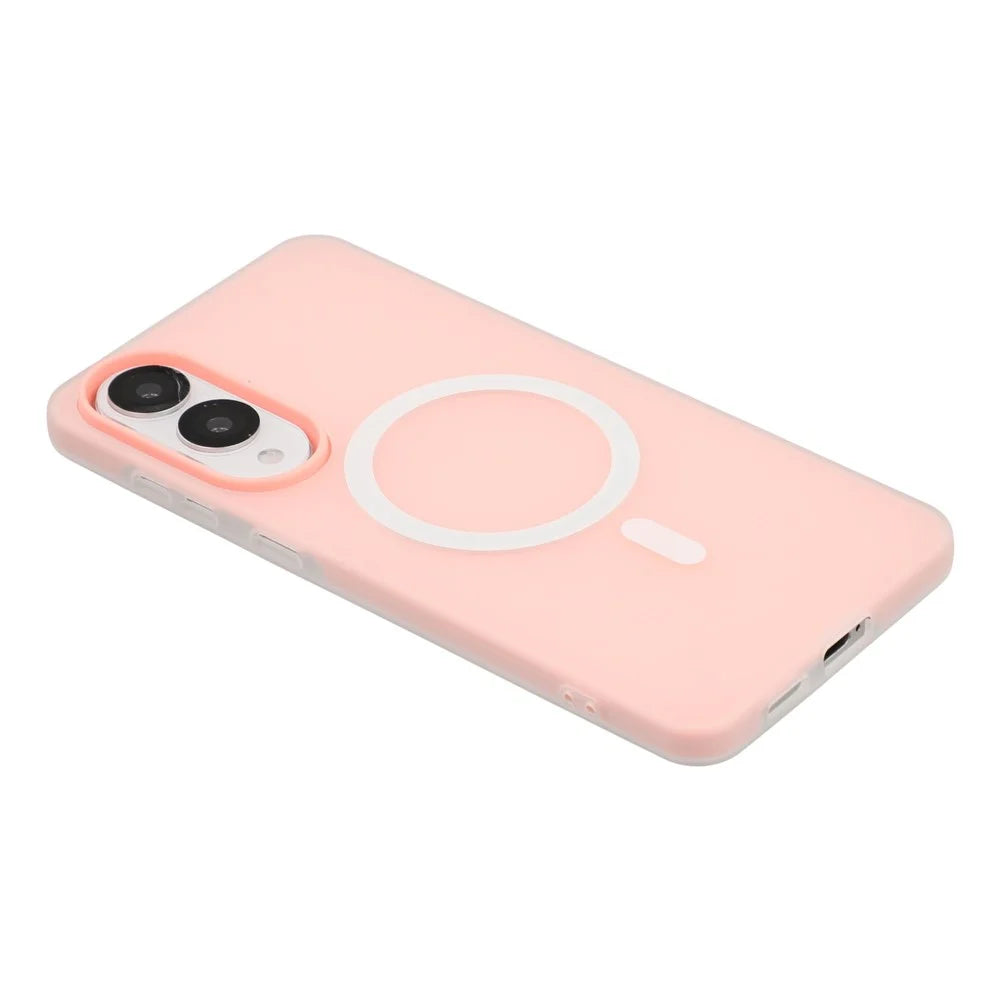 For Samsung Galaxy S25 Edge Magnetic Case PC + TPU Frosted Phone Cover - Pink - 5