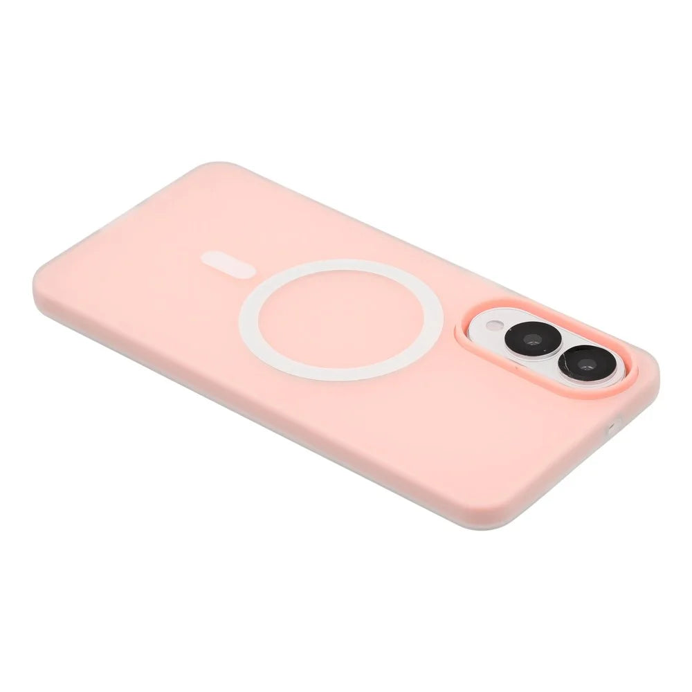For Samsung Galaxy S25 Edge Magnetic Case PC + TPU Frosted Phone Cover - Pink - 6