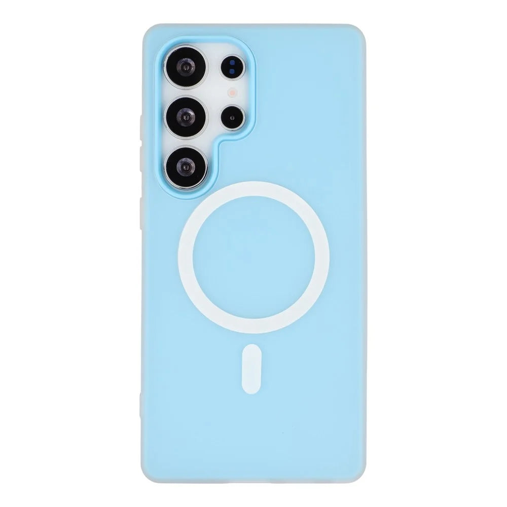 For Samsung Galaxy S25 Ultra Magnetic Case PC + TPU Frosted Phone Cover - Blue - 3